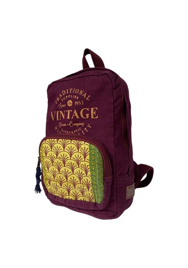 Kaliteli Mini Vintage Salaş Disayn Günlük Sırt Gezi Çantası 19 Cm X 34 Cm Bordo