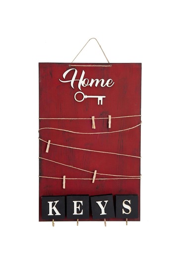 Dekoratif Home Keys Ahşap Resimlik Ve Notluk Kırmızı
