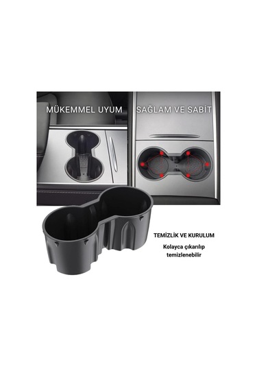 Polham Tesla Model 3 Ve Model Y İle Uyumlu Bardak Ve Şişe Tutucu, Temizlenebilir Çıkabilen Silikon Bardak Tutucu