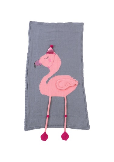 Sones Flamingo Örgü Battaniye Karikatür Uyku Tulumu Ölçü: 60x120cm Gri