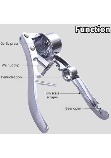 Gümüş Çok Fonksiyonlu Sarımsak Ezici Kırıcı Paslanmaz Çelik Manuel Sarımsak Kıyma Doğrama Zencefil Öğütücü Aracı Mutfak Aksesuarları A Gümüş