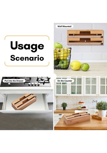 Pazly Kahverengi 2'li/3'lu Mutfak Ambalaj Dispenseri - Kayar Kesici Kahverengi