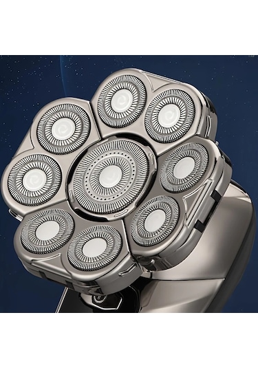 Uygun Olmak Erkekler İçin Mıguan 9'lu Elektrikli Saç Tıraşı Makinesi, Kablosuz Islak/kuru Kafa Tıraşı Makinesi, Döner Bıçaklı, Klipper, Burun Düzeltici, Fırça, Masaj Aleti, Dokuz Bıçaklı, Usb Şarj Edilebilir Lityum Pil 600mah