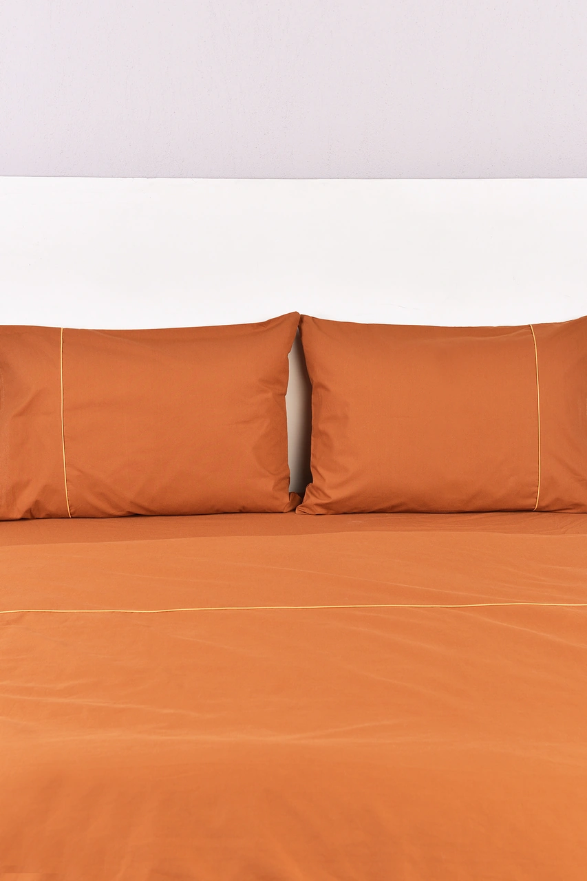 Biyeli Çift Kişilik Nevresim Takımı Taba %100 Pamuk Taba