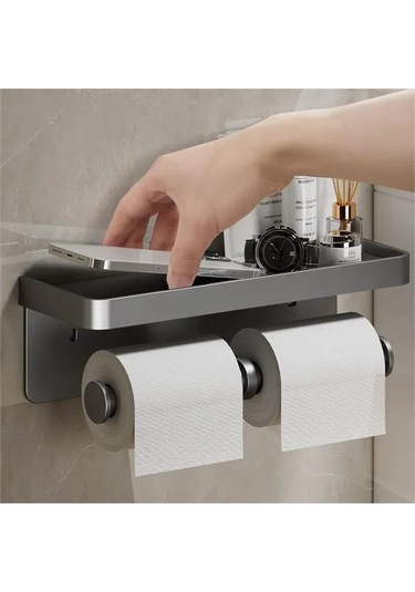 Ruicoo Dayanıklı Alüminyum Tuvalet Kağıdı Askısı - 10 Kg Taşıma Kapasiteli Gri