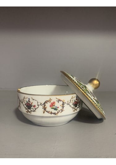 Fermato Porselen Kapaklı Şekerlik Verde Serisi Çok Renkli