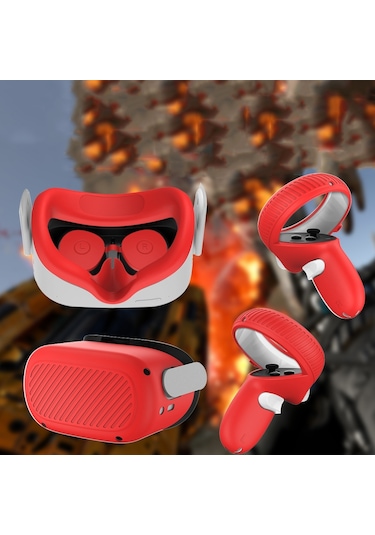 Oculus Quest 2 Kırmızı İçin Vr Gözlük Lensi Kabuk Kolu Koruyucu Kılıf