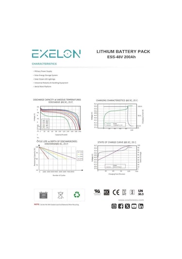 Exelon 48 V 200 Ah Lityum Akü Duvar Tipi