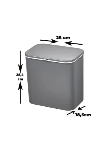 Bayev Gri Fonksiyonel Kapaklı Banyo Ve Mutfak Tezgah Üstü Çöp Kovası Dolap Ve Duvar Seçeneği Çok Renkli