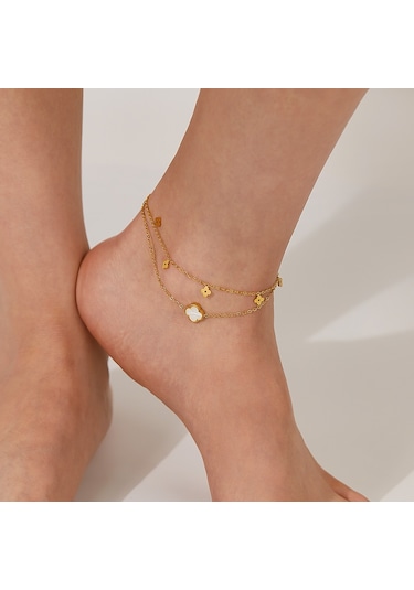 Sones Opk Gz191 İskelet Çiçek Çift Zincir Paslanmaz Çelik Bileklikler Altın