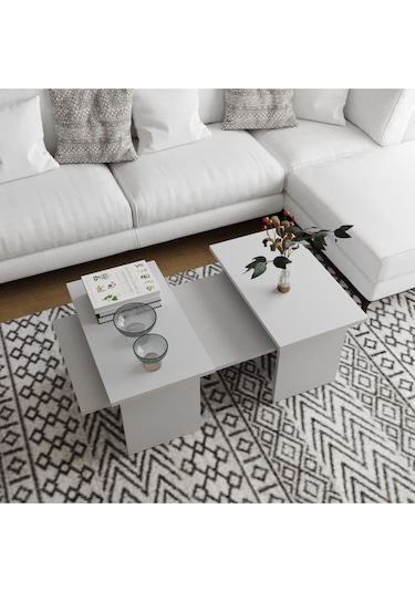 Olive 3'lü Orta Zigon Sehpa Takımı Sis Gri Sis Gri