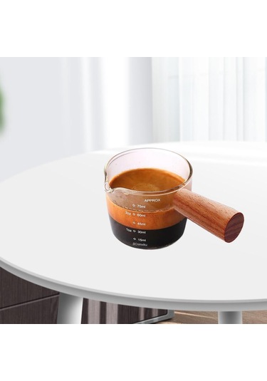 Suntek Espresso Bardağı Ölçüm Kabı Ahşap Saplı Ölçü Tek Çıkışlı