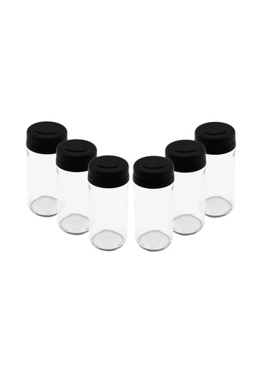 6 Pcs Cam - 225ml Baharatlık - Tuzluk Plastik Kapak 5365 Çok Renkli