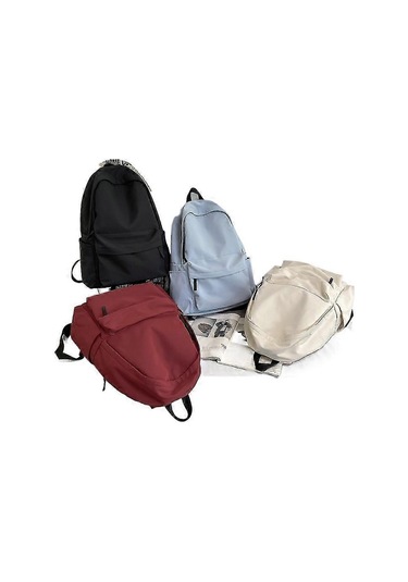 Ganzhoushop Lise Öğrencileri Sırt Çantası Büyük Kapasiteli Seyahat Sırt Çantası Düz Renk Okul Çantası Kızlar İçin Beyaz Çok Renkli