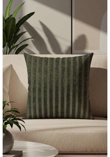 Sezyon Elya Desenli 45x45 Yeşil Kırlent Kılıfı Yeşil