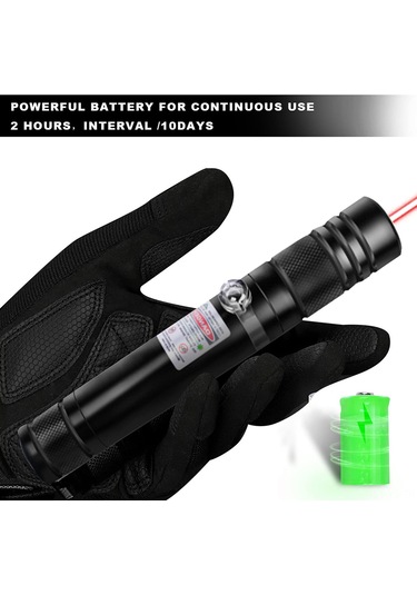 Yunboo Usb Doğrudan Şarjlı Dış Mekan Yıldız Desenli Yüksek Güçlü Uzun Menzilli Lazer Feneri - Kırmızı Işık Siyah