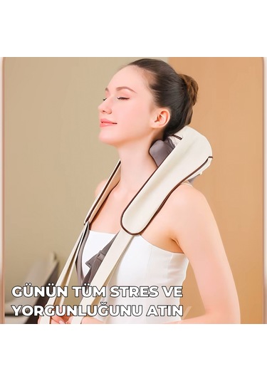 Şarjlı Ovmalı Isıtmalı Masaj Aleti Insan Eli Yoğurma Hissi Bej