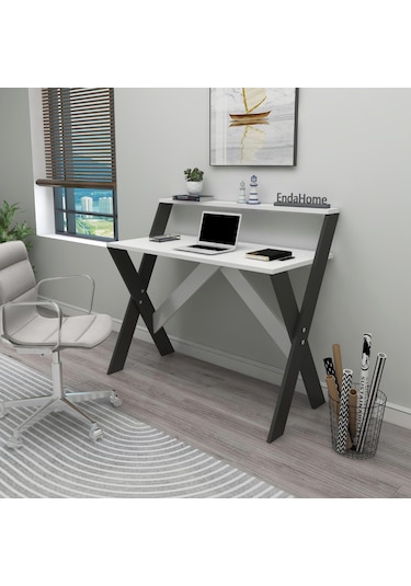 X Ayaklı Ders Çalışma Masası 50x90 Cm Antrasit & Beyaz Antrasit - Beyaz X Ayaklı Ders Çalışma Masası 50x90 Cm Antrasit & Beyaz Antrasit - Beyaz