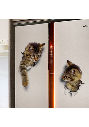 Neevoyu 3d Gerçekçi Kedi Desenli Su Geçirmez Otomatik Yapışkan Duvar Sticker - Pvc Malzeme Ev Dekorasyonu Xh2005 Modeli Diğer