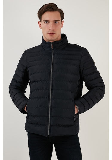 Buratti Dik Yaka Fermuarlı Cepli Slim Fit Şişme Erkek Mont 649002 Lacivert