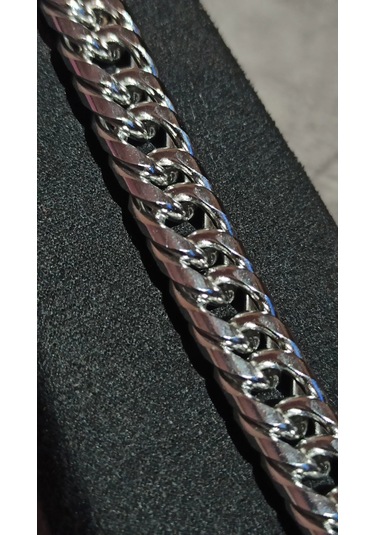 Gümüş Renk, Modern Halkalı Paslanmaz Çelik Erkek Bileklik 20 Cm Çok Renkli