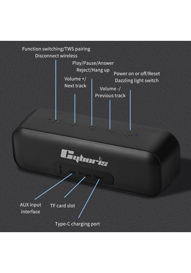 Cyboris S2 IPX6 Su Geçirmez Bluetooth Hoparlör