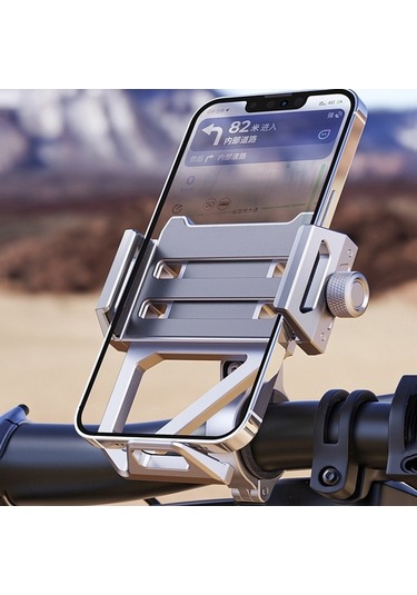 Ebitda Alüminyum Motosiklet Cep Telefonu Tutucu, Bisiklet Navigasyon Braketi, Darbeye Dayanıklı, Gümüş Gümüş