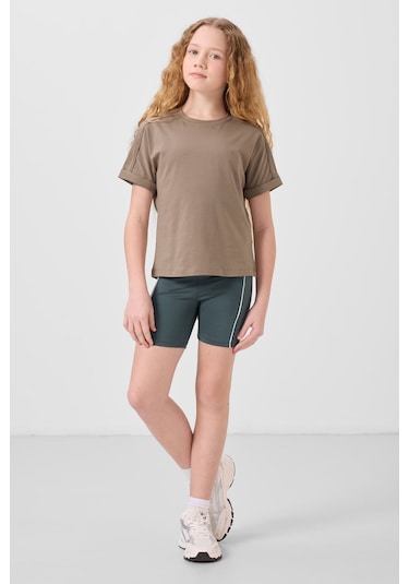 Tommylife Orman Yeşili Esnek Standart Fit Basic Performans Kız Çocuk Tayt - 75189 Yeşil