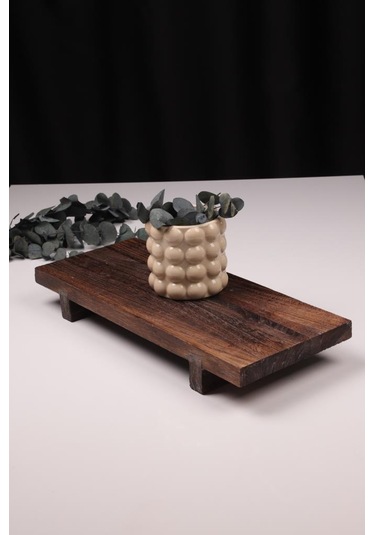 Bambum Pavlonya Classic Dark Ahşap Sunum Ve Servis Seti Dikdörtgen Servis Tabakları Ahşap