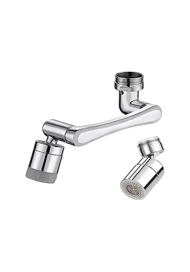 Xurunkeji 1440º Döner Robotik Kol Döner Uzatma Musluk Havalandırıcısı Ve 360º Döner Musluk Uzatıcısı - Musluk İçin Lavabo Aparatı GÜMÜŞ