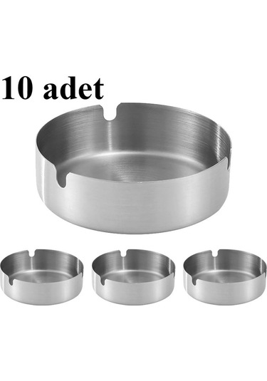 Çelik 10 Cm Gri Yuvarlak Kül Tablası Küllük Cin545