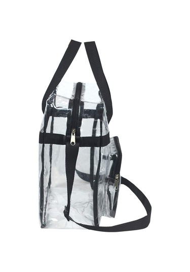 Moveevo Siyah Şeffaf Stadyum Onaylı Pvc Çanta - Su Geçirmez, Taşınabilir, Güçlü Kollü Ve Askılı Askı İle Spor Etkinlikleri, Konserler İçin Siyah