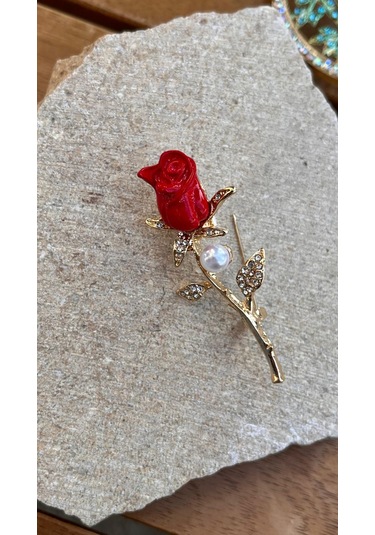 Kırmızı Lale Broş Çok Renkli