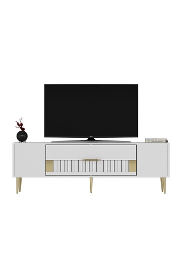 Pencap Tv Sehpası Tv Ünitesi 150 Cm Beyaz Altın