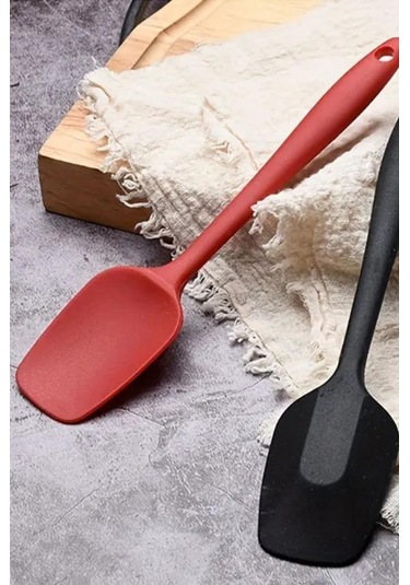Silicolife Kaşık Spatula, Isıya Dayanıklı Yanmaz Yapışmaz Tek Parça Silikon Kaşık Spatula 27cm Kırmızı Kırmızı