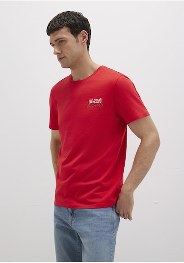 Mavi - Mavi Jeans Baskılı Kırmızı Tişört 066841-33099 Kırmızı