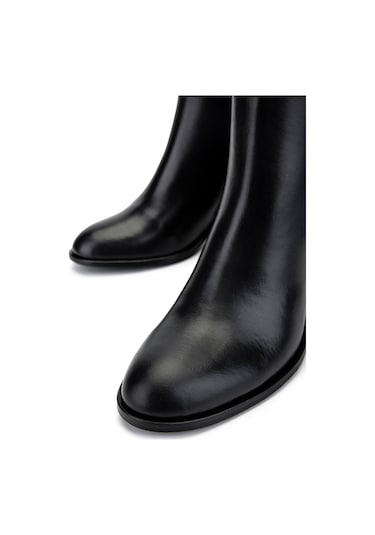 Tamer Tanca Kadın Hakiki Deri Siyah Topuklu Bot 33 551 Bn Bot Sk24-25 Syh Dr/kroko Siyah Deri