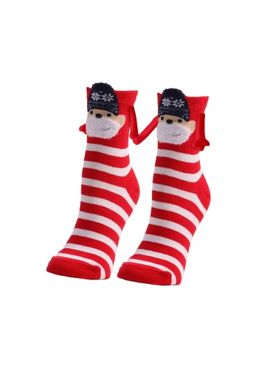 Homyl 1 Çift El Ele Çorap Hediye Rahat Orta Tüp Sevimli Kırmızı