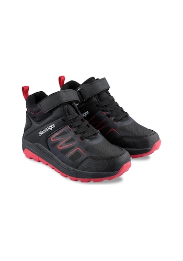 Slazenger KENTON I Çocuk Cırt Cırtlı Siyah - Kırmızı Bot