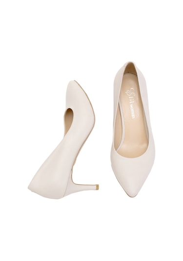 Elit Selestia Kadın Hakiki Deri Stiletto Bej Bej