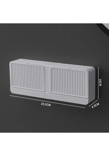 Qingmipy Duvar Montlu Sabunluk, Kapaklı, İki Bölmeli, Su Akışı Özelliği, Beyaz Plastik, Delme Yok, Banyo/mutfak Uygun Beyaz