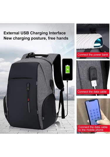 Didadodo 17 Usb Şarj Portlu Su Geçirmez Sırt Çantası - Büyük Kapasiteli Laptop Çantası Laptop Çantası