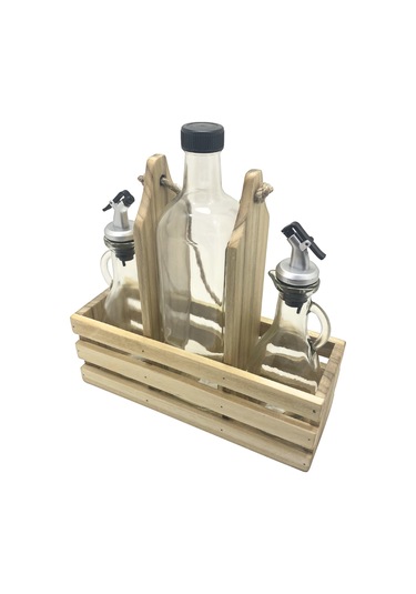 Ahşap Doğal 3lü 2+1 Set Yağdanlık Ve Sosluk Takımı Set Ihlamur - Kavak 1 Set Ahşap