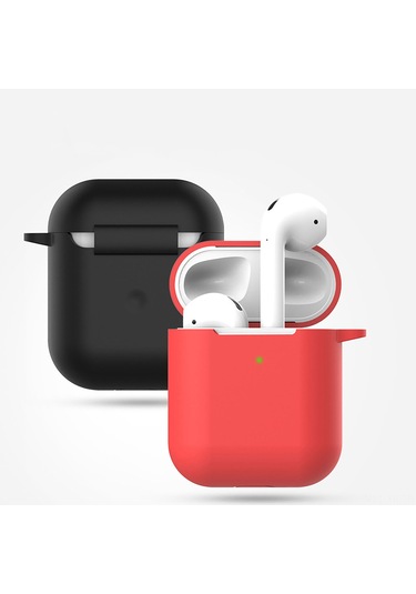 Xiyyadms Airpods 1/2 Nesil Silikon Korumalı Kılıf - Yüksek Kaliteli, Hafif Ve Dayanıklı - Zengin Tasarım - Dağcı Kanca Dahil - İnce Portakal Rengi Diğer