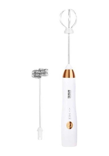 Fastbuy Şarjlı Mini El Mikseri Çırpıcı Portatif Yumurta Köpürtücü Süt Karıştırıcı Beyaz Beyaz