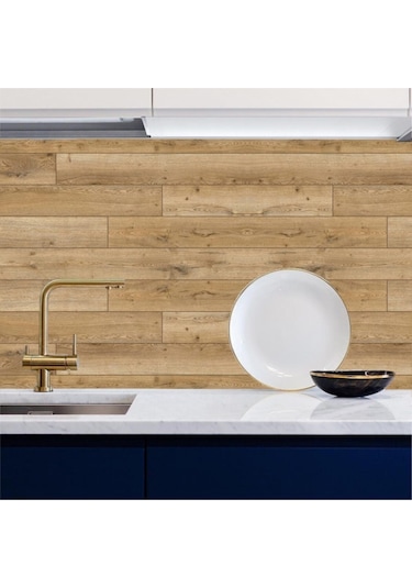 Mutfak Tezgah Arası Kendinden Yapışkanlı Folyo Kaplama Ahşap Parke Desen 60cmx100cm