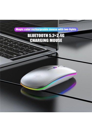 Kablosuz Bluetooth 2.4 GHz USB Şarj Edilebilir RGB Optik Mouse