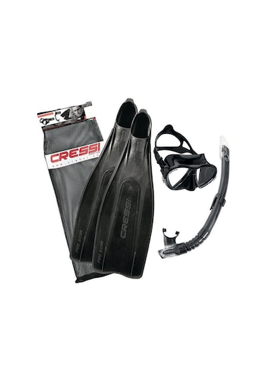 Albashop Cressi Pro Star Palet Maske Şnorkel Seti Black No:39-40