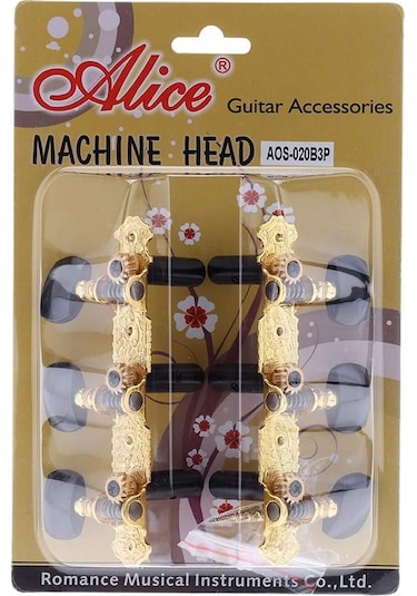 Alice Ao-020B3P Siyah Renk 3+3 Klasik Gitar Burgu Seti