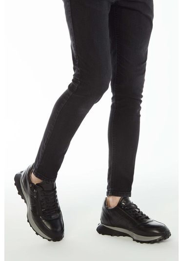 Tamer Tanca Erkek Hakiki Deri Siyah Sneakers & Spor Ayakkabı 383 5454 Erk Ayk Y23 Sıyah Dr/sıyah Siyah